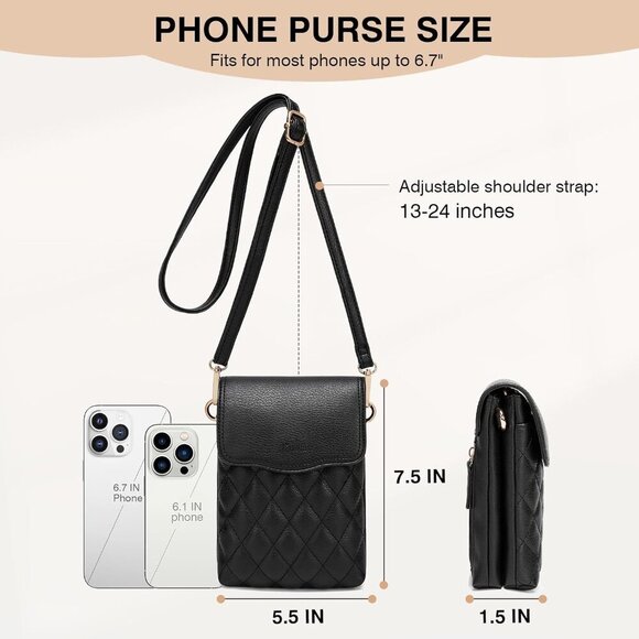 Small Vegan Leather Crossbody Bag for Women with Organizer and Adjustable Strap - Picture 2 of 6